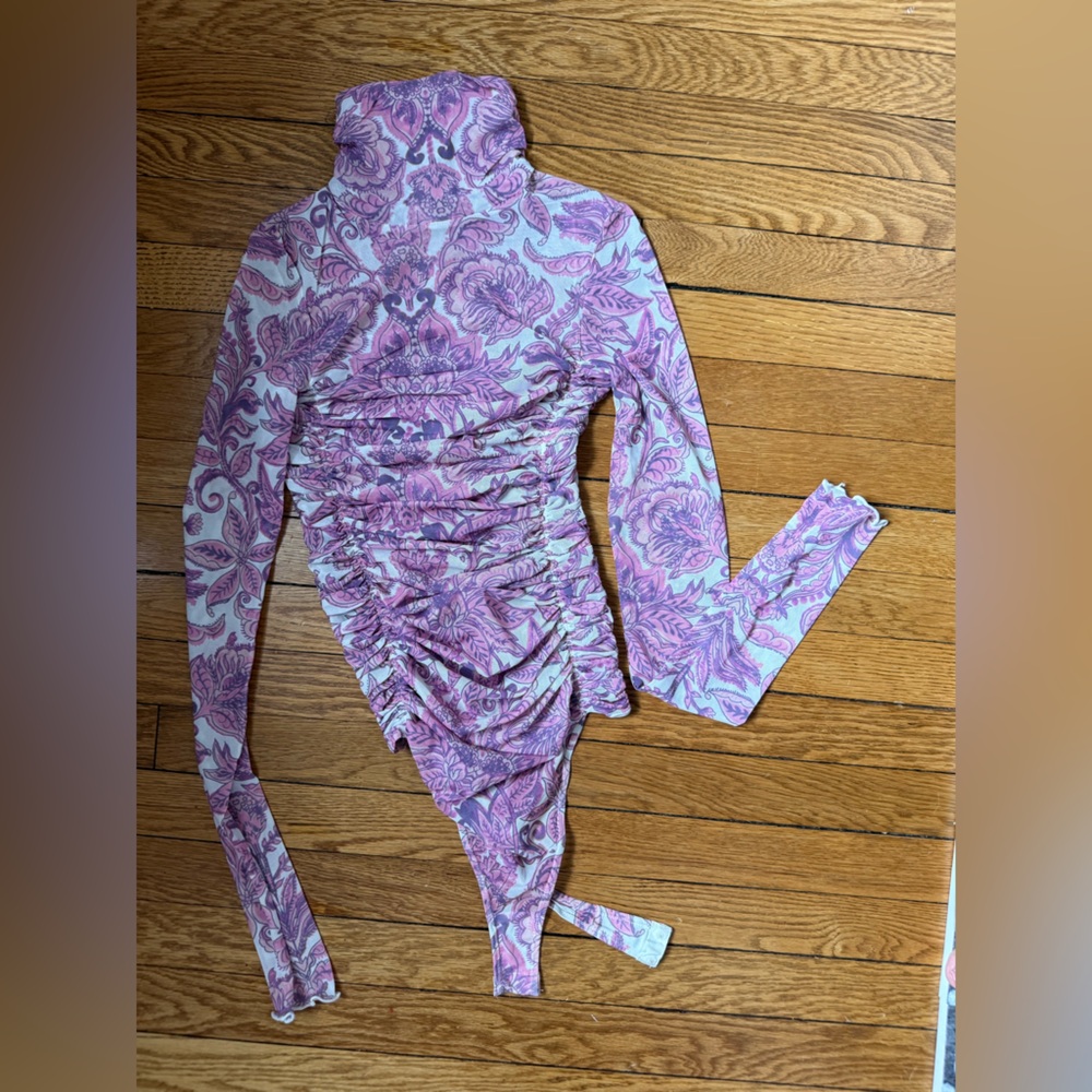 FP Intimately Floral Ruched Turtleneck Bodysuit - Size Small - NWT